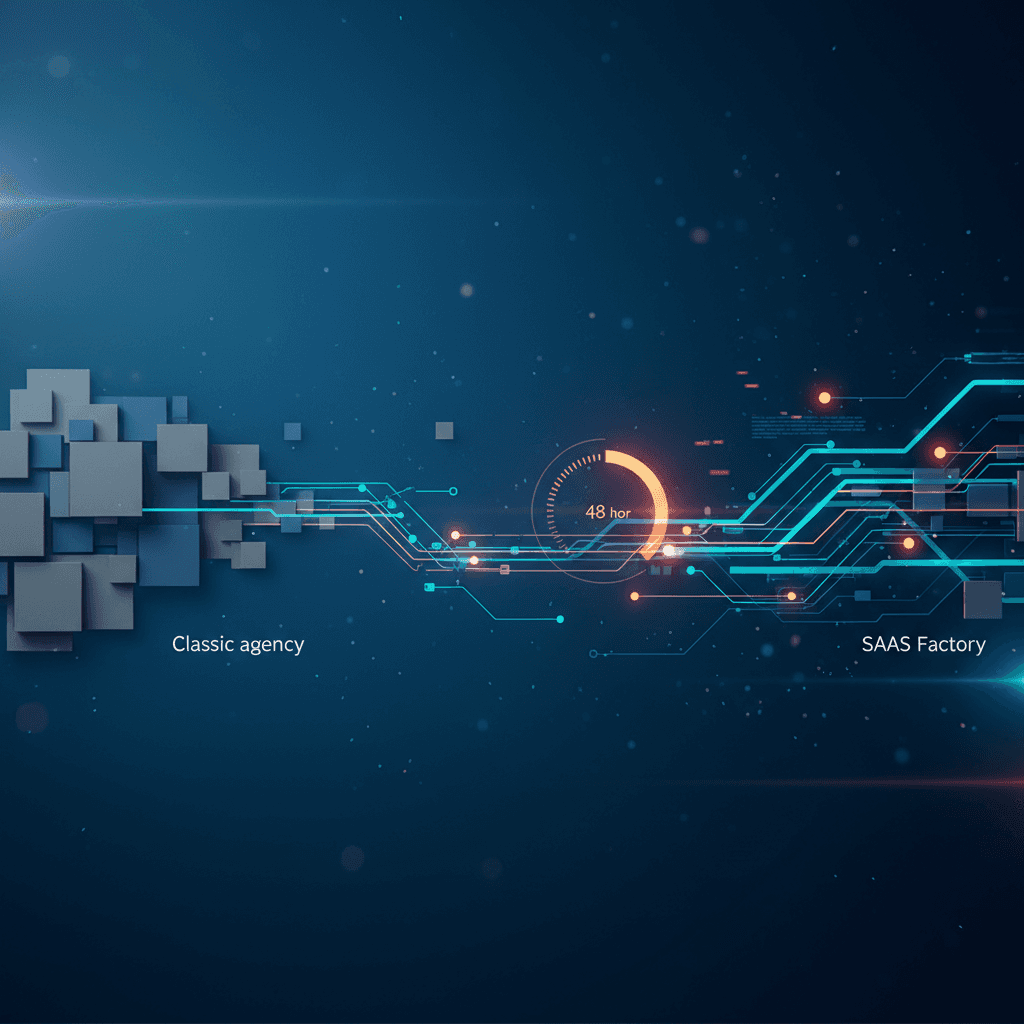 Copertina: Agenzie classiche vs SaaS Factory: costi e tempi per MVP 48 ore