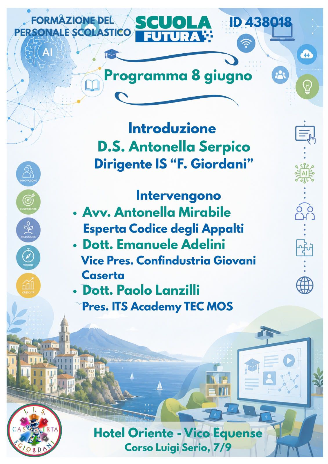 Locandina Scuola Futura PNRR – Leadership scolastica e innovazione digitale: Intelligenza Artificiale – relatore Emanuele Adelini